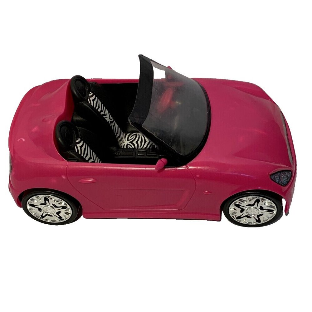 Mattel 2009 Barbie Hot Pink Glam Convertible Sports Car Vehicle R4205 Zebra